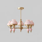 Chandelier Glass and Metal Fixture for Dining or Living Room Vintage