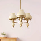 Chandelier Glass and Metal Fixture for Dining or Living Room Vintage