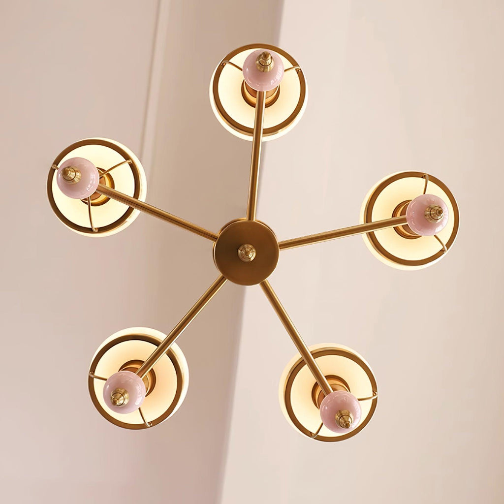 Chandelier Glass and Metal Fixture for Dining or Living Room Vintage