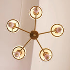 Chandelier Glass and Metal Fixture for Dining or Living Room Vintage
