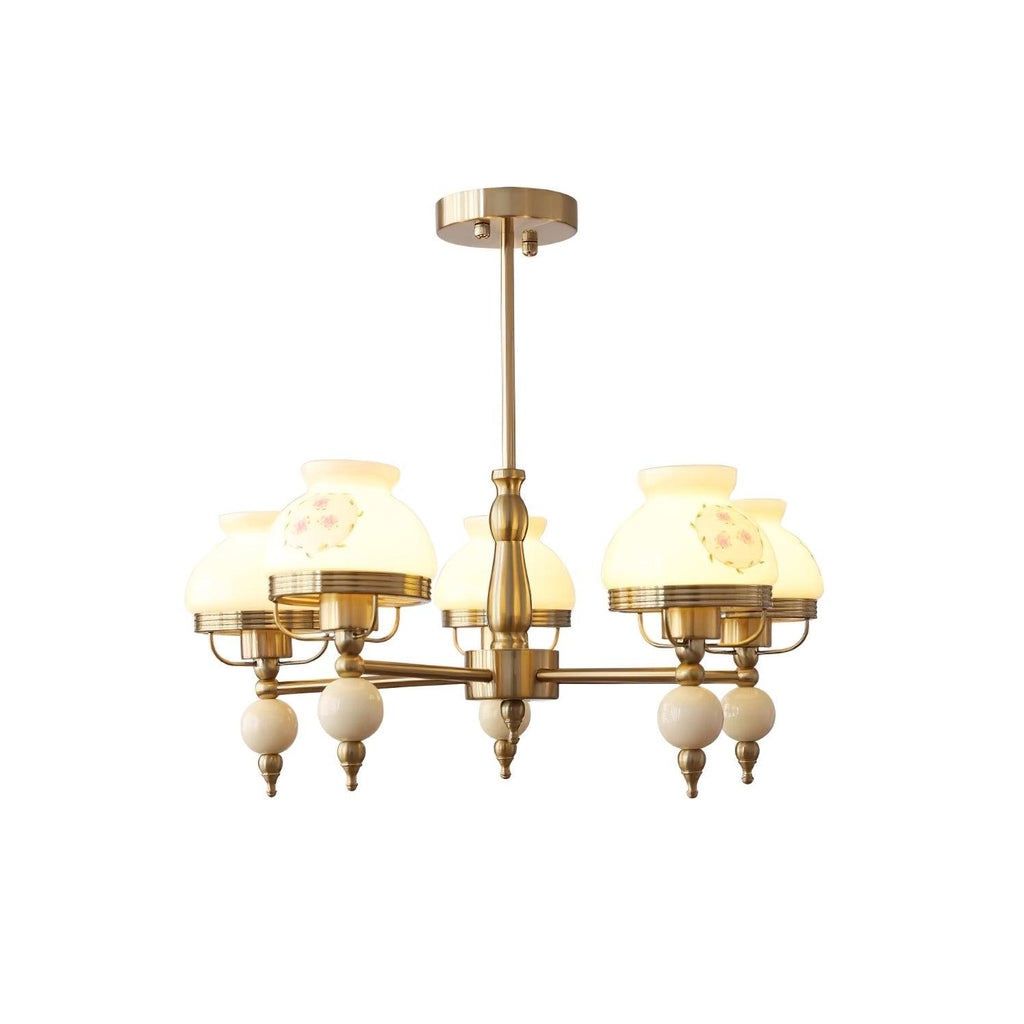 Chandelier Glass and Metal Fixture for Dining or Living Room Vintage
