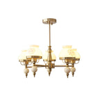 Chandelier Glass and Metal Fixture for Dining or Living Room Vintage