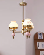 Chandelier Glass and Metal Fixture for Dining or Living Room Vintage