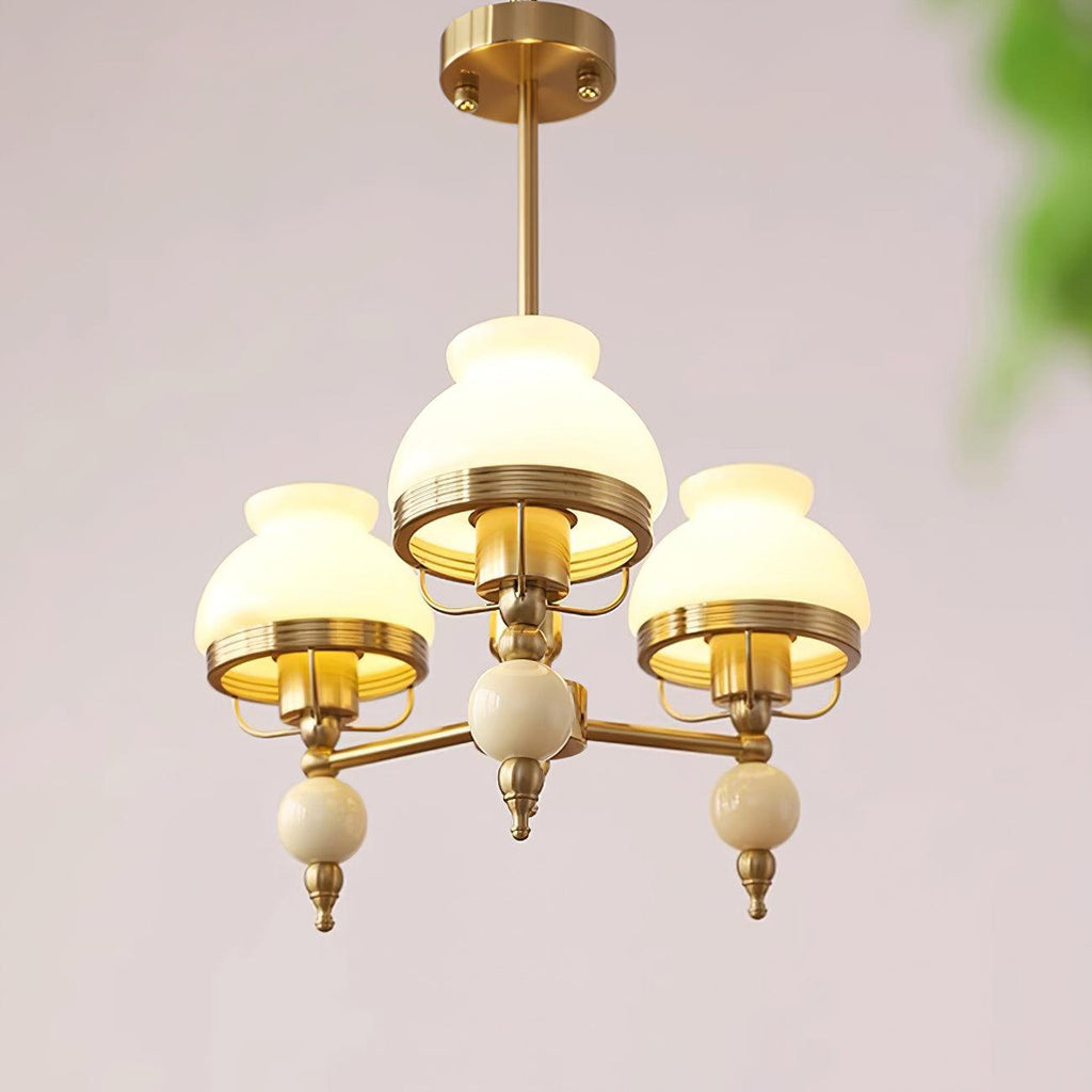 Chandelier Glass and Metal Fixture for Dining or Living Room Vintage