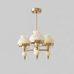 Chandelier Glass and Metal Fixture for Dining or Living Room Vintage