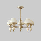 Chandelier Glass and Metal Fixture for Dining or Living Room Vintage