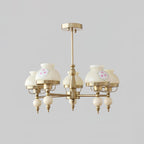 Chandelier Glass and Metal Fixture for Dining or Living Room Vintage