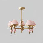 Chandelier Glass and Metal Fixture for Dining or Living Room Vintage