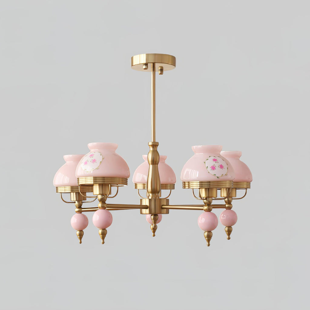 Chandelier Glass and Metal Fixture for Dining or Living Room Vintage