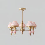 Chandelier Glass and Metal Fixture for Dining or Living Room Vintage