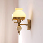 Wall Lamp Glass and Metal Light for Bedroom or Hallway Retro