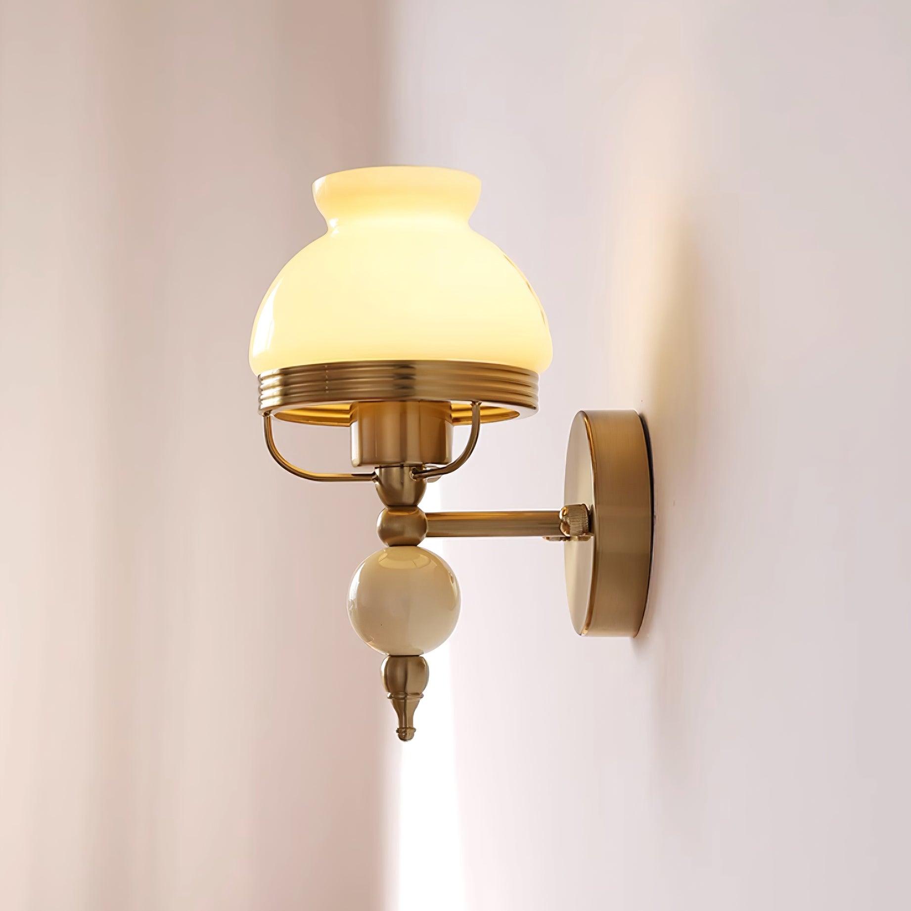 Wall Lamp Glass and Metal Light for Bedroom or Hallway Retro