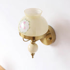 Wall Lamp Glass and Metal Light for Bedroom or Hallway Retro
