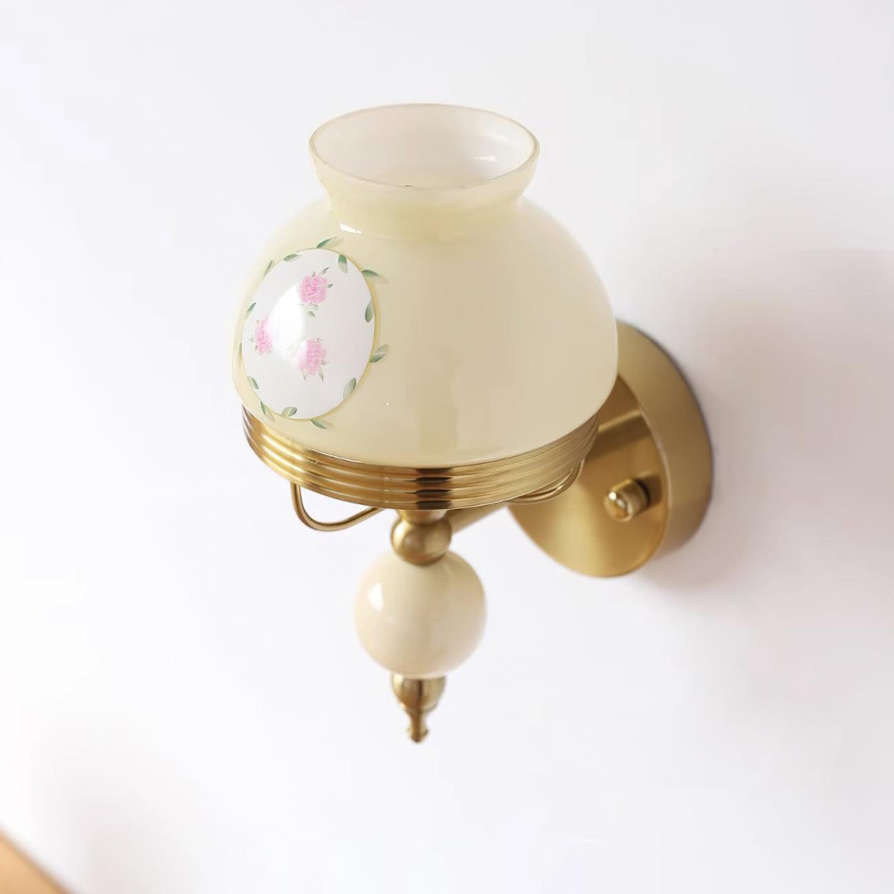 Wall Lamp Glass and Metal Light for Bedroom or Hallway Retro