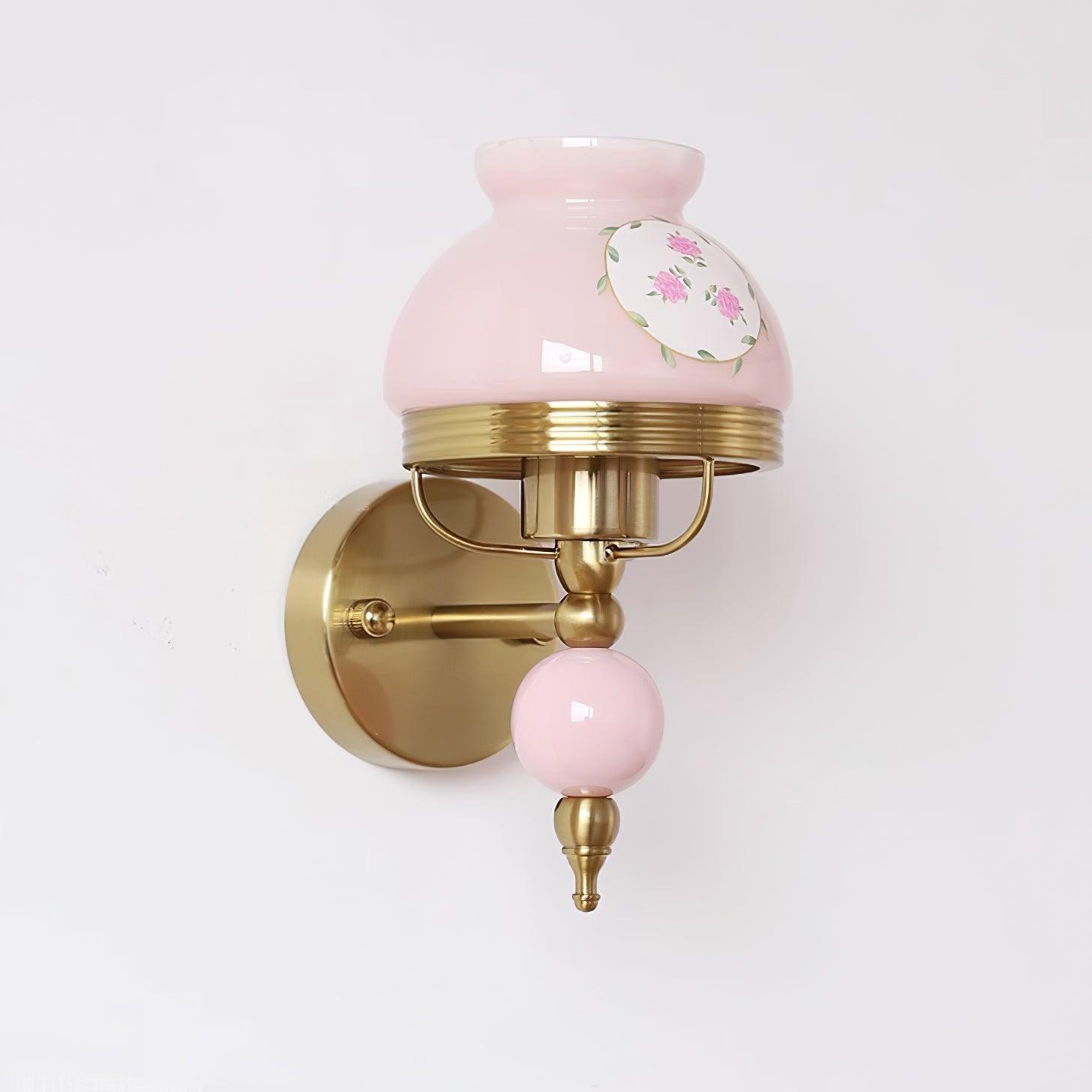 Wall Lamp Glass and Metal Light for Bedroom or Hallway Retro