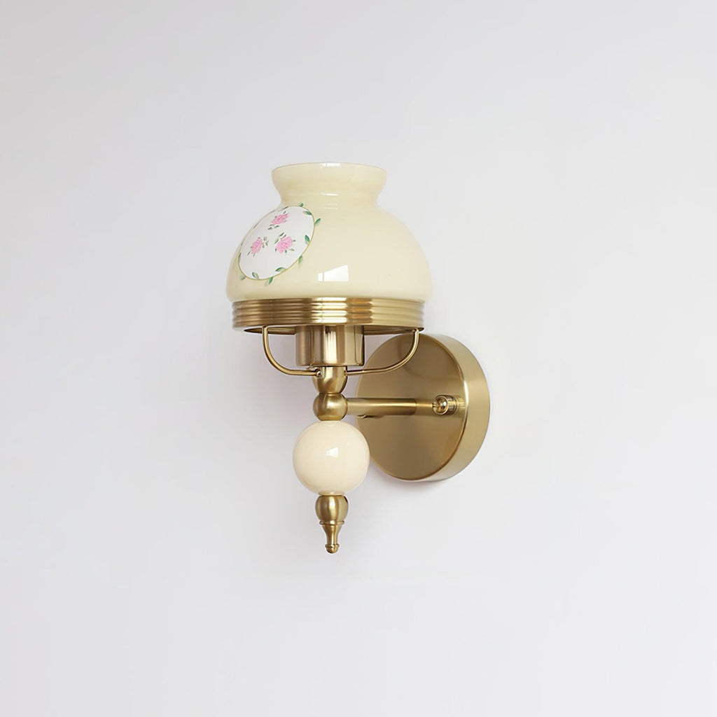 Wall Lamp Glass and Metal Light for Bedroom or Hallway Retro
