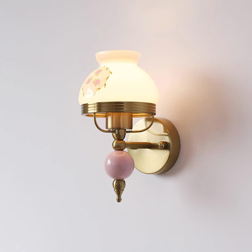 Wall Lamp Glass and Metal Light for Bedroom or Hallway Retro