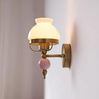 Wall Lamp Glass and Metal Light for Bedroom or Hallway Retro