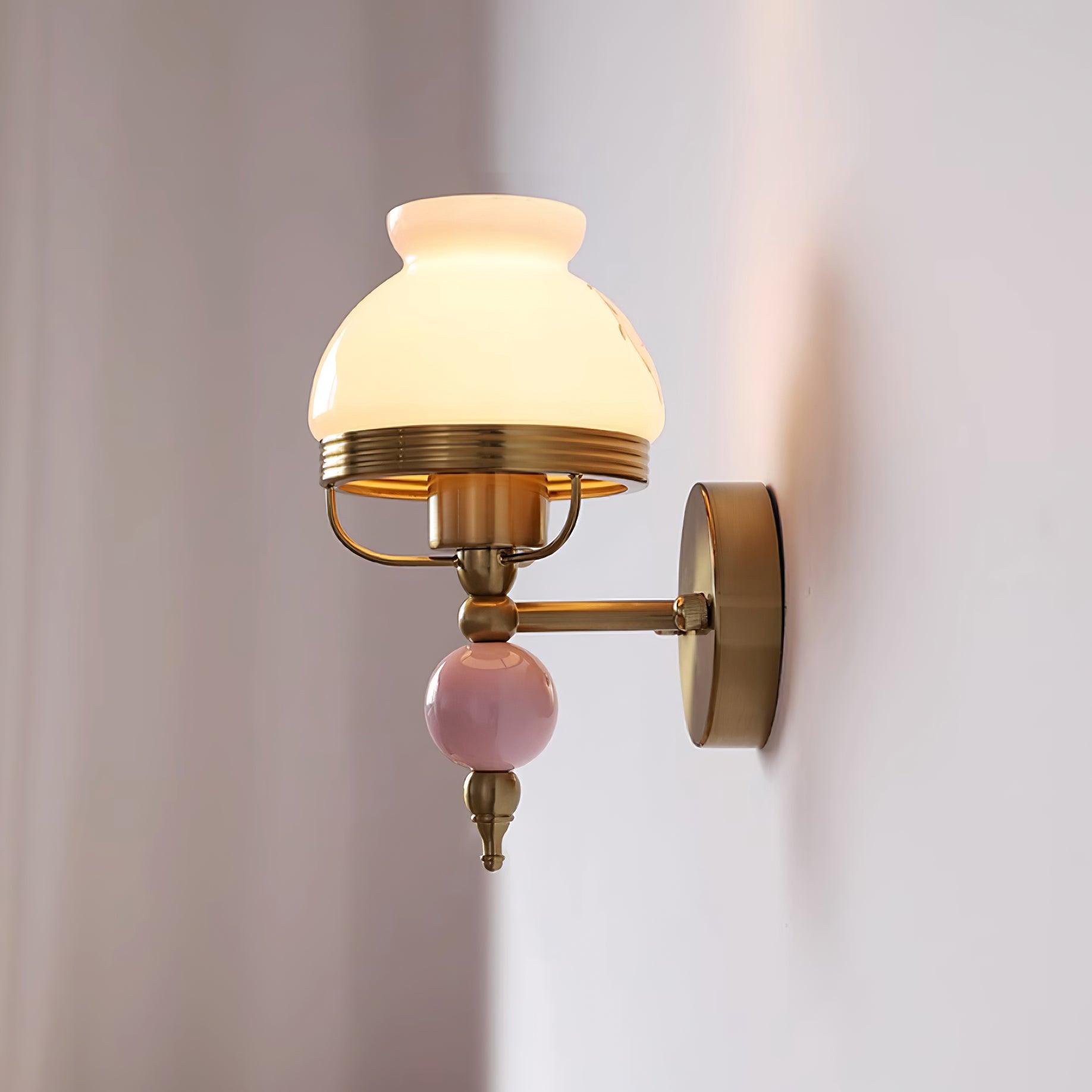 Wall Lamp Glass and Metal Light for Bedroom or Hallway Retro