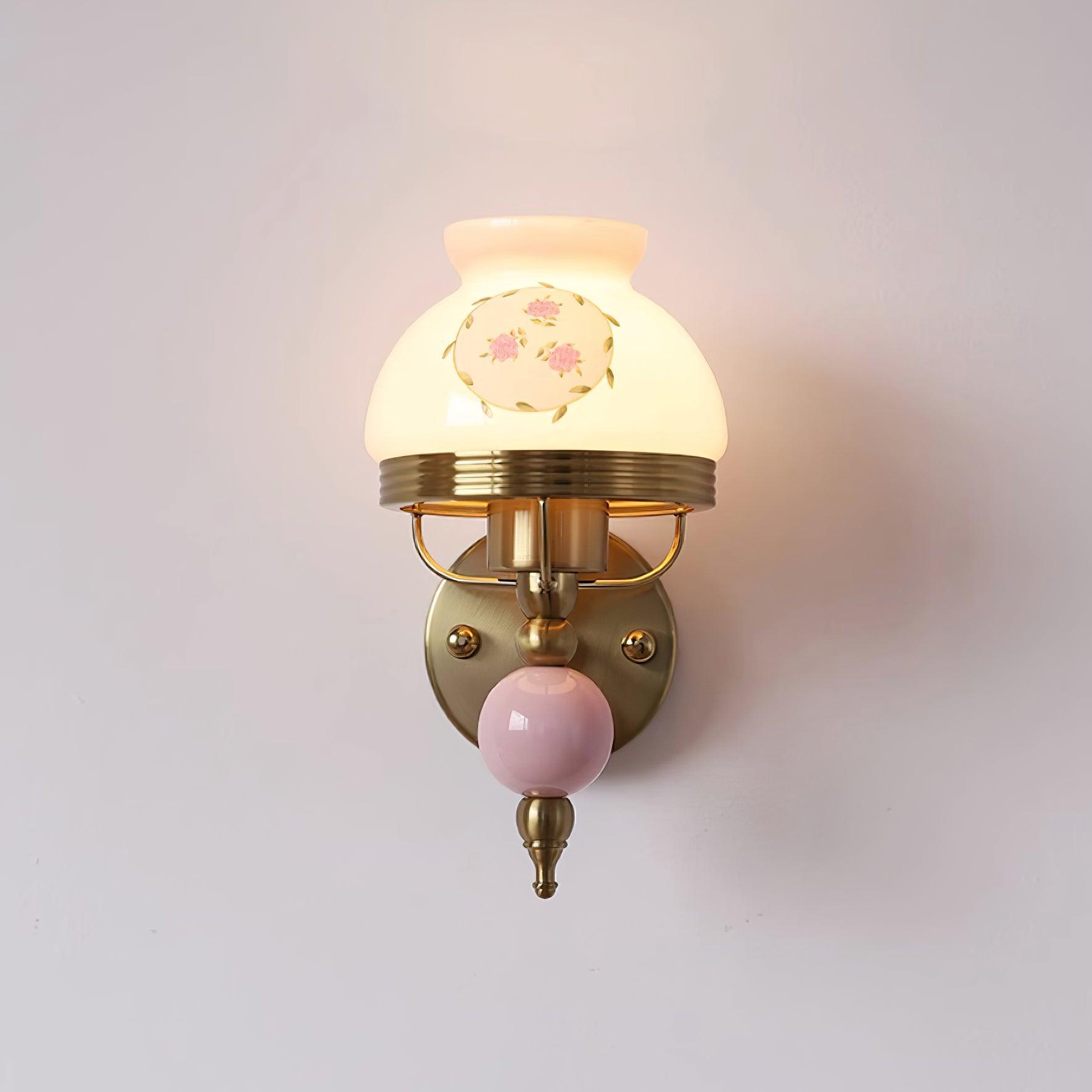 Wall Lamp Glass and Metal Light for Bedroom or Hallway Retro