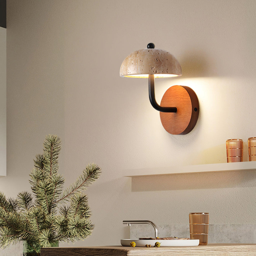 Solaro  Wall Light  Travertine  Half-dome   Shade