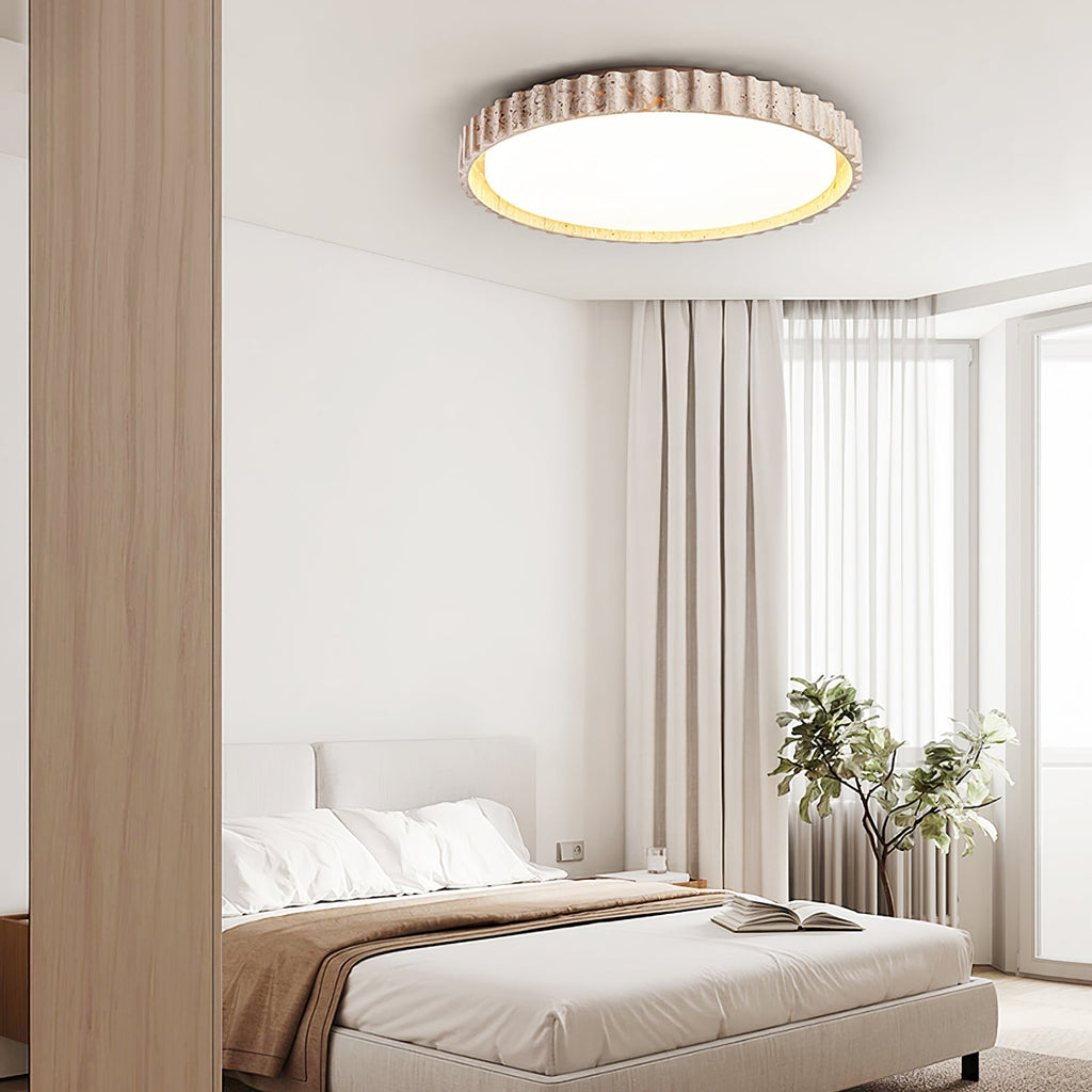Ornorus Fluted Ring Travertine Ceiling Light