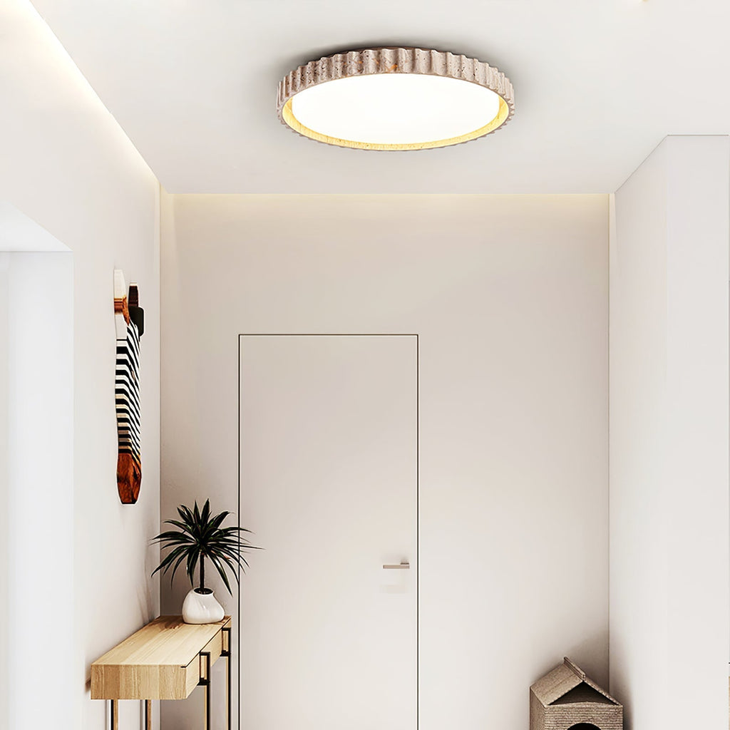 Ornorus Fluted Ring Travertine Ceiling Light