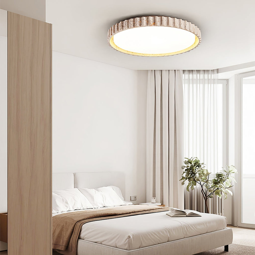 Ornorus Fluted Ring Travertine Ceiling Light