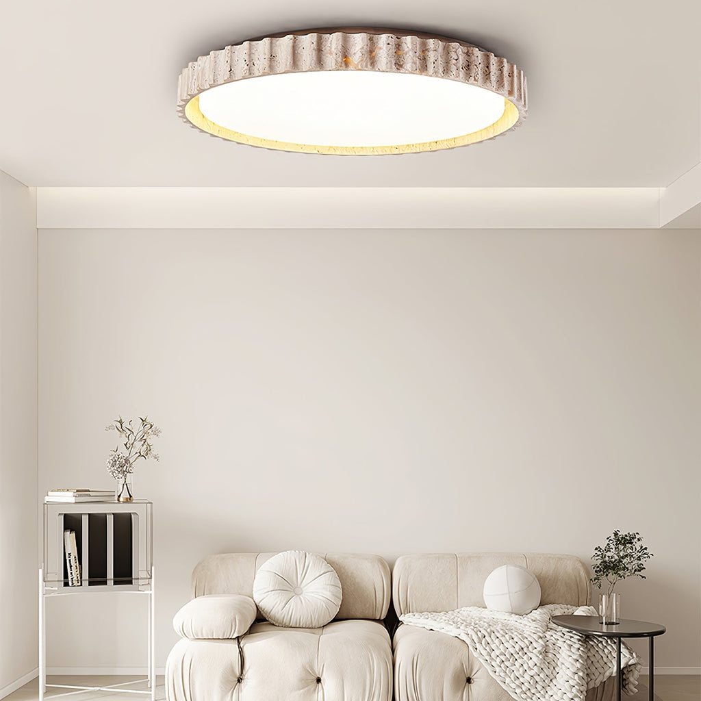Ornorus Fluted Ring Travertine Ceiling Light