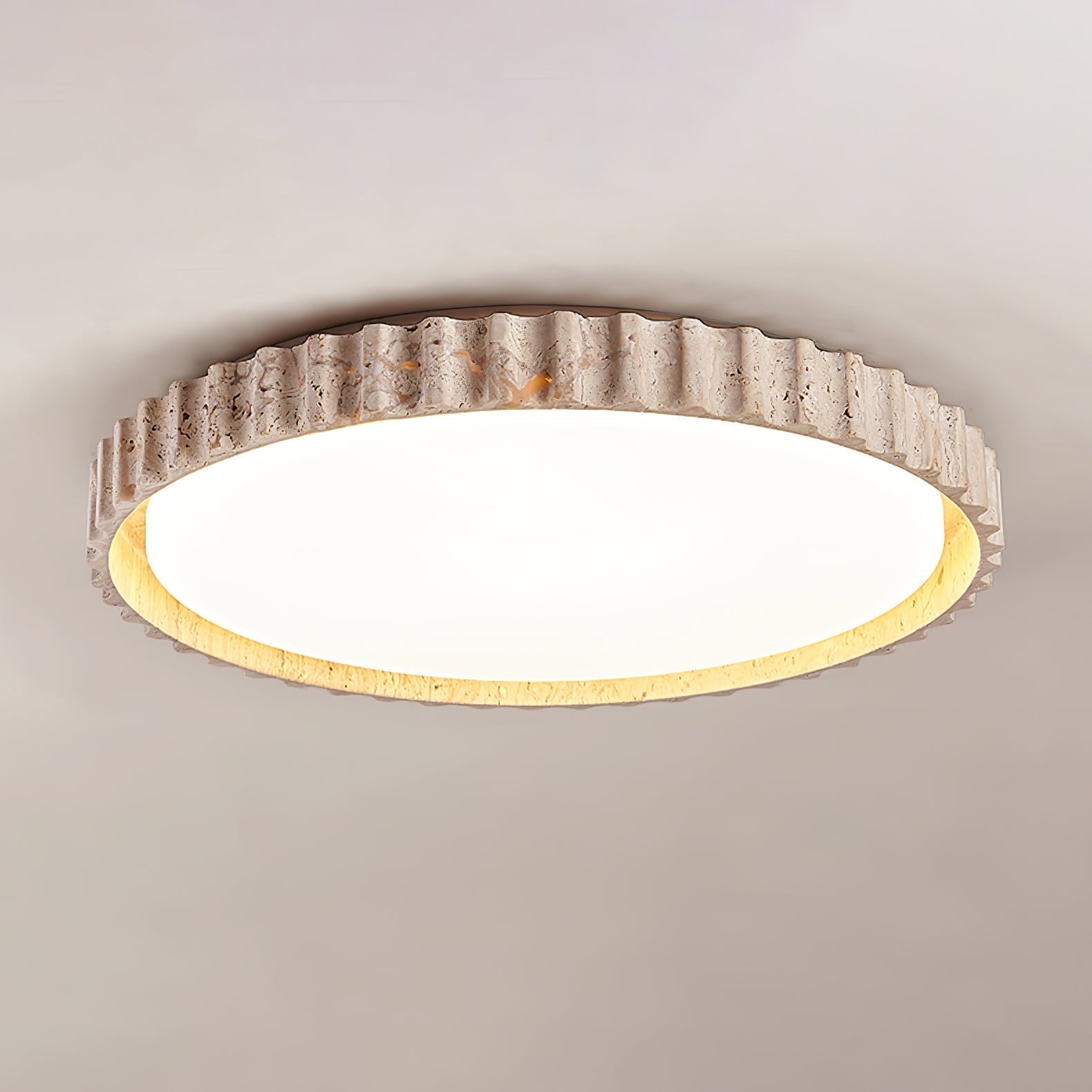 Ornorus Fluted Ring Travertine Ceiling Light