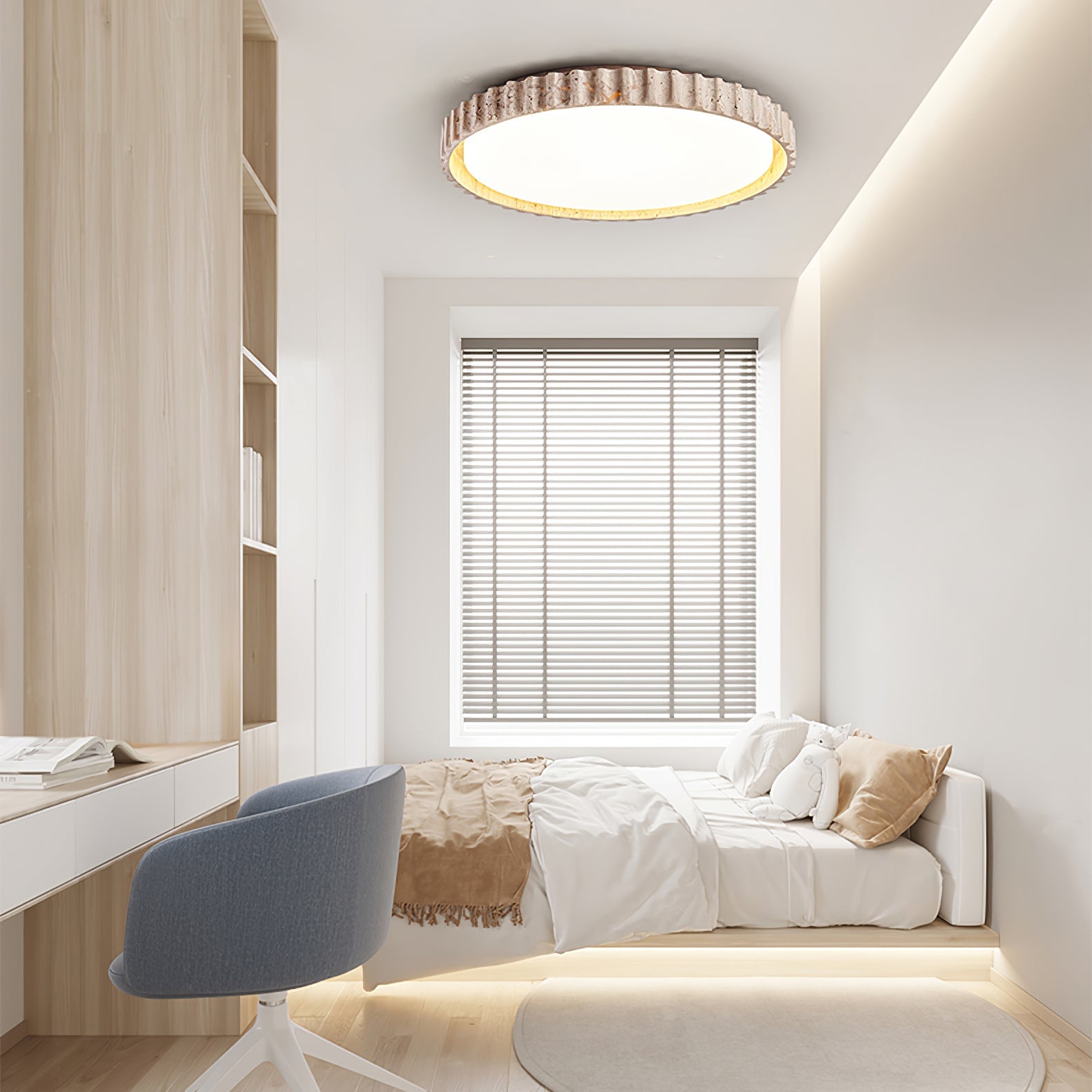 Ornorus Fluted Ring Travertine Ceiling Light