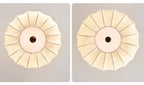 Ceiling Light Scalloped Fabric Shade Walnut Wood Canopy Vintage