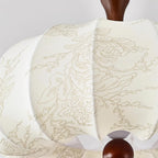 Ceiling Light Scalloped Fabric Shade Walnut Wood Canopy Vintage