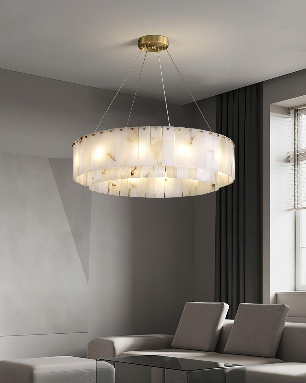 Zelaean Alabaster Round Pendant Light
