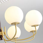 Veslo Brass and Wood Globe Chandelier