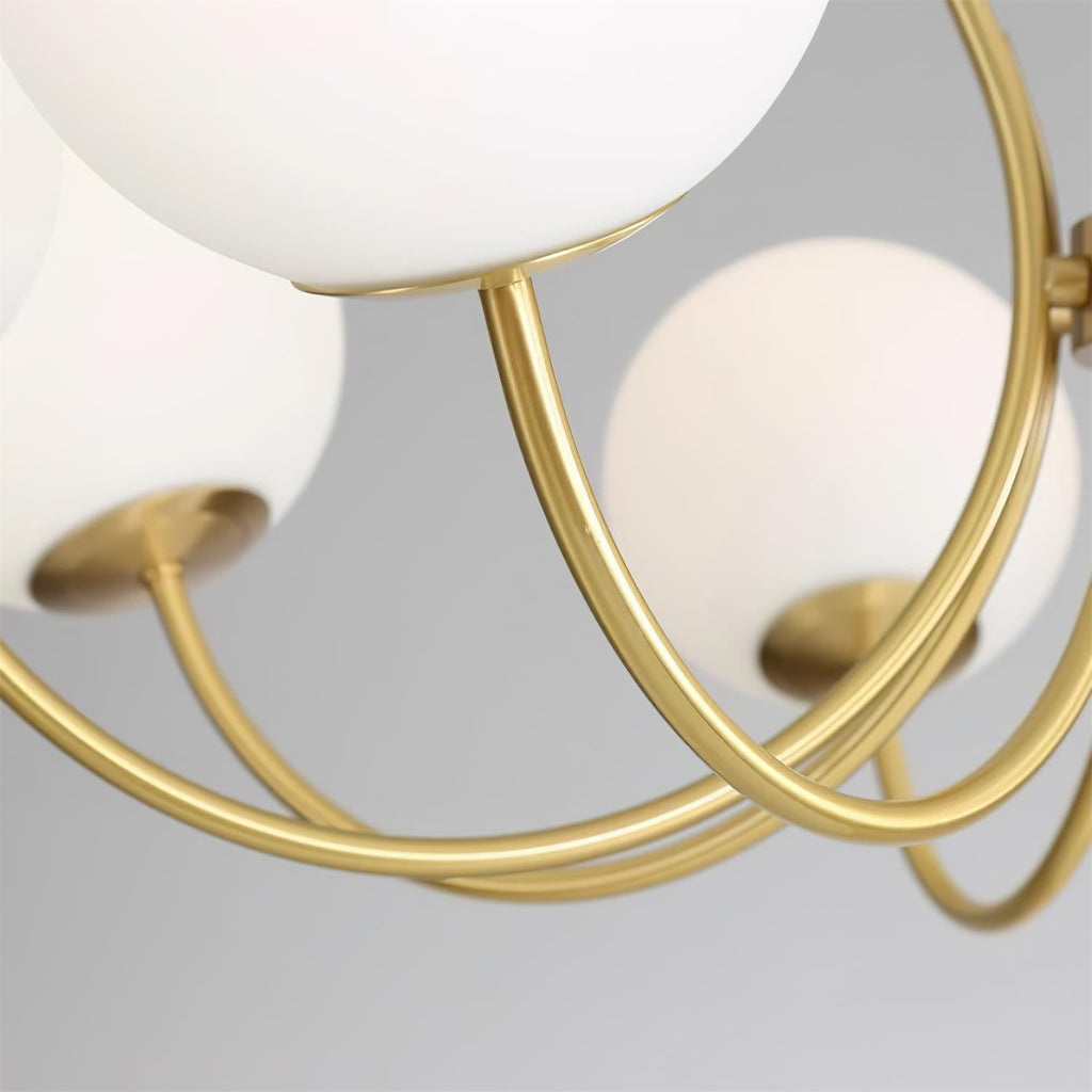 Veslo Brass and Wood Globe Chandelier