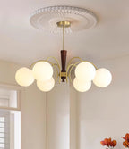 Veslo Brass and Wood Globe Chandelier