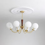 Veslo Brass and Wood Globe Chandelier