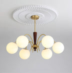Veslo Brass and Wood Globe Chandelier