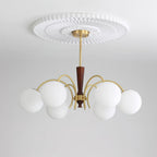 Veslo Brass and Wood Globe Chandelier