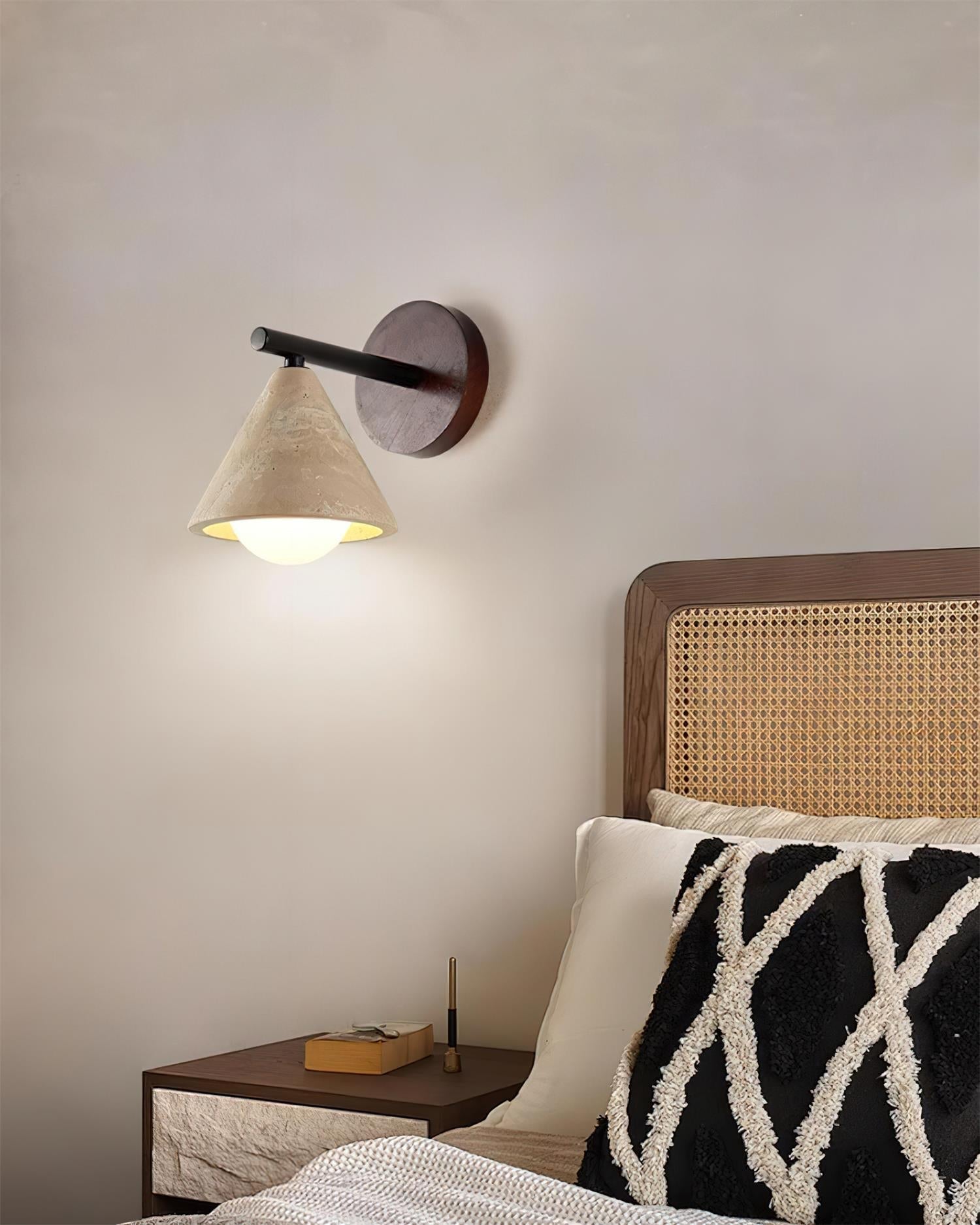 Riita  Wall Lamp  triangular cone-shaped travertine