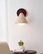 Riita  Wall Lamp  triangular cone-shaped travertine