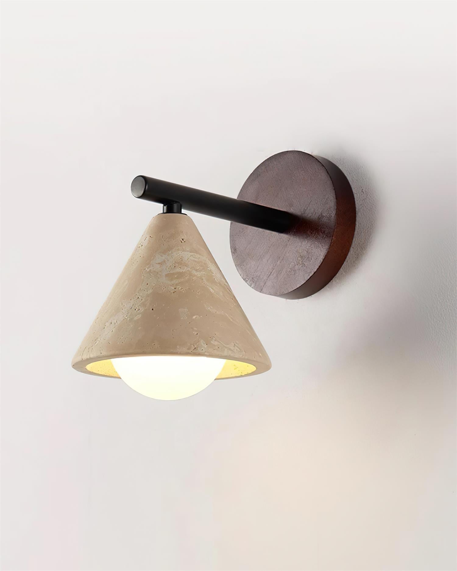 Riita  Wall Lamp  triangular cone-shaped travertine