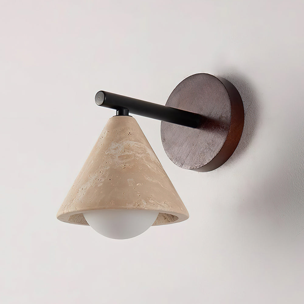 Riita  Wall Lamp  triangular cone-shaped travertine