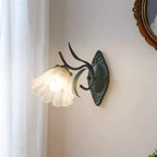 Wall Lamp Vintage Floral Glass Shade for Bedroom and Living Room