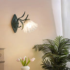 Wall Lamp Vintage Floral Glass Shade for Bedroom and Living Room
