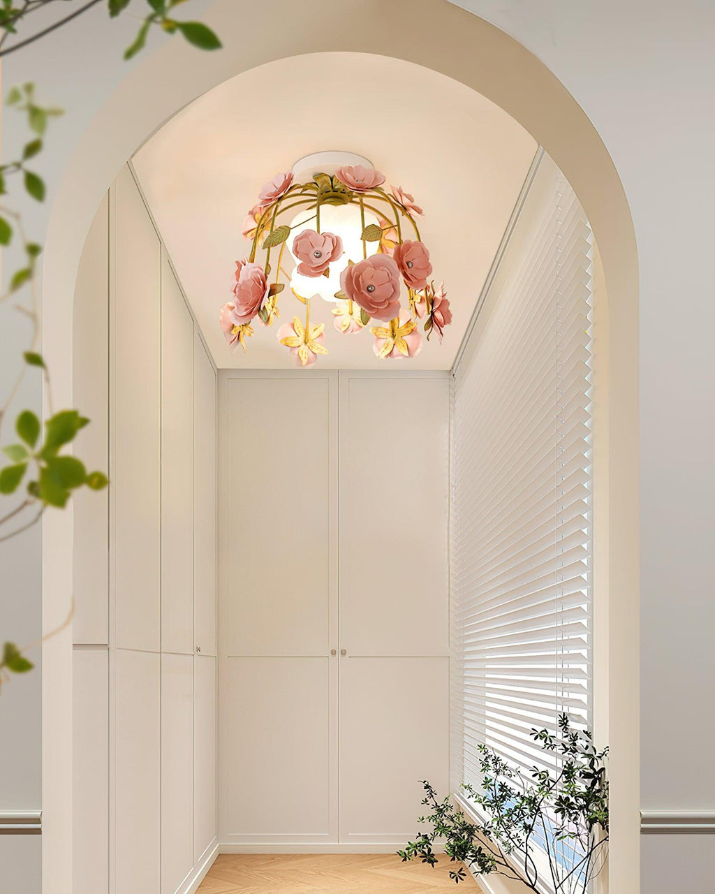 Ceiling Light Metal Canopy Floral Blossom Romantic Ambience