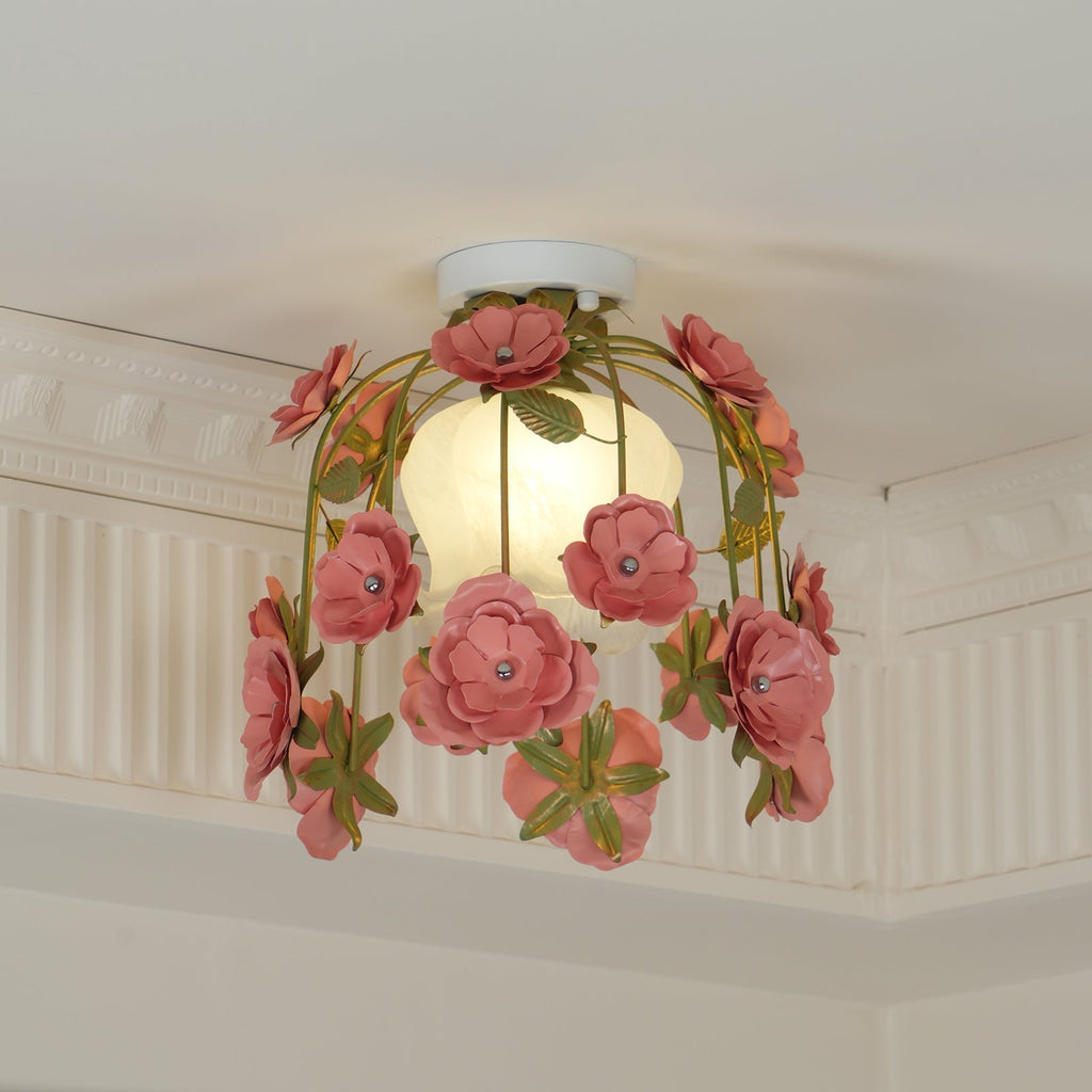 Ceiling Light Metal Canopy Floral Blossom Romantic Ambience