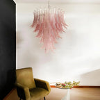Aurora Chandelier Pink Murano Glass Leaves Cascading Romantic
