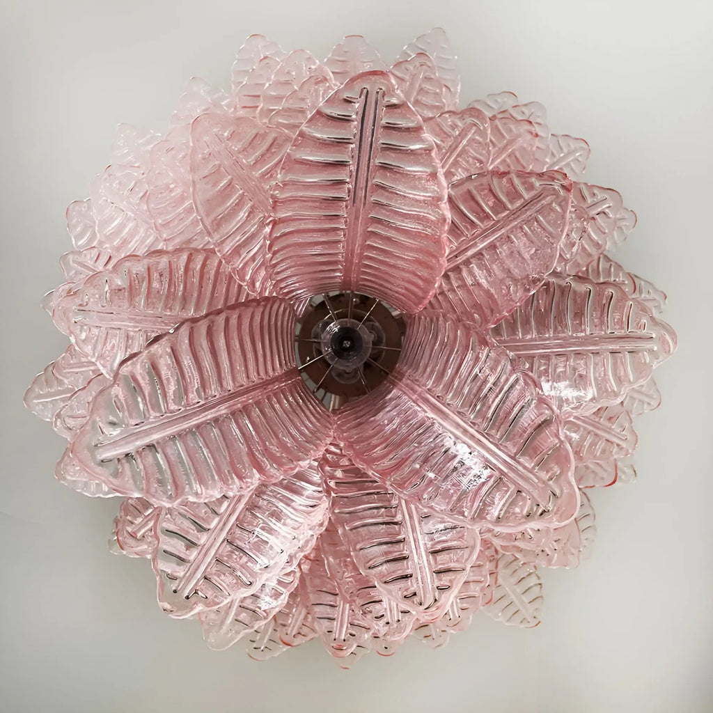 Aurora Chandelier Pink Murano Glass Leaves Cascading Romantic